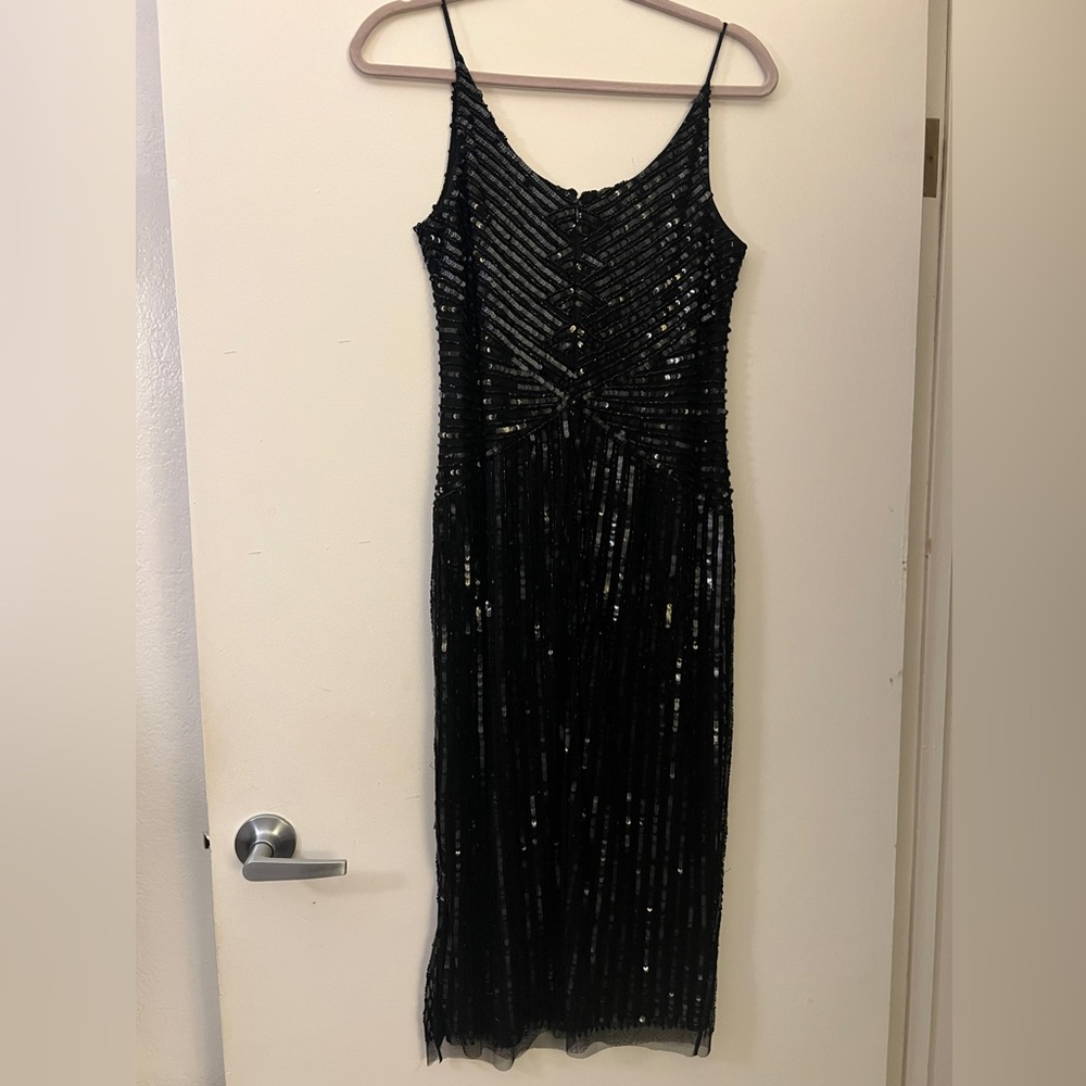 Adrianna papell black beaded sequin dress - Picture 2 of 4